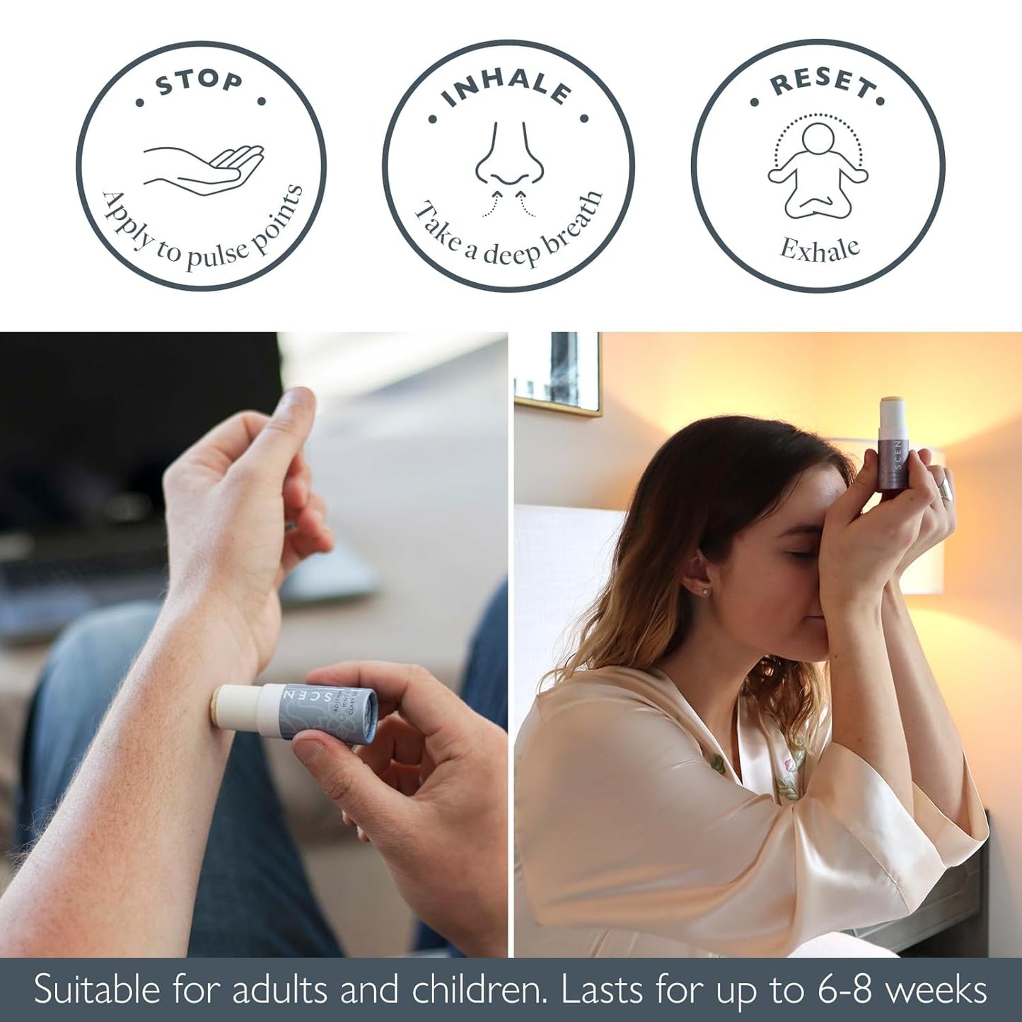 Scentered Aromatherapy Balm Stick Duo for Sleep & Focus - All Natural Sleep Balm with Lavender & Focus Aid with Rosemary - Essential Oil for Relaxation & Concentration - Aromatherapy Gifts for Women