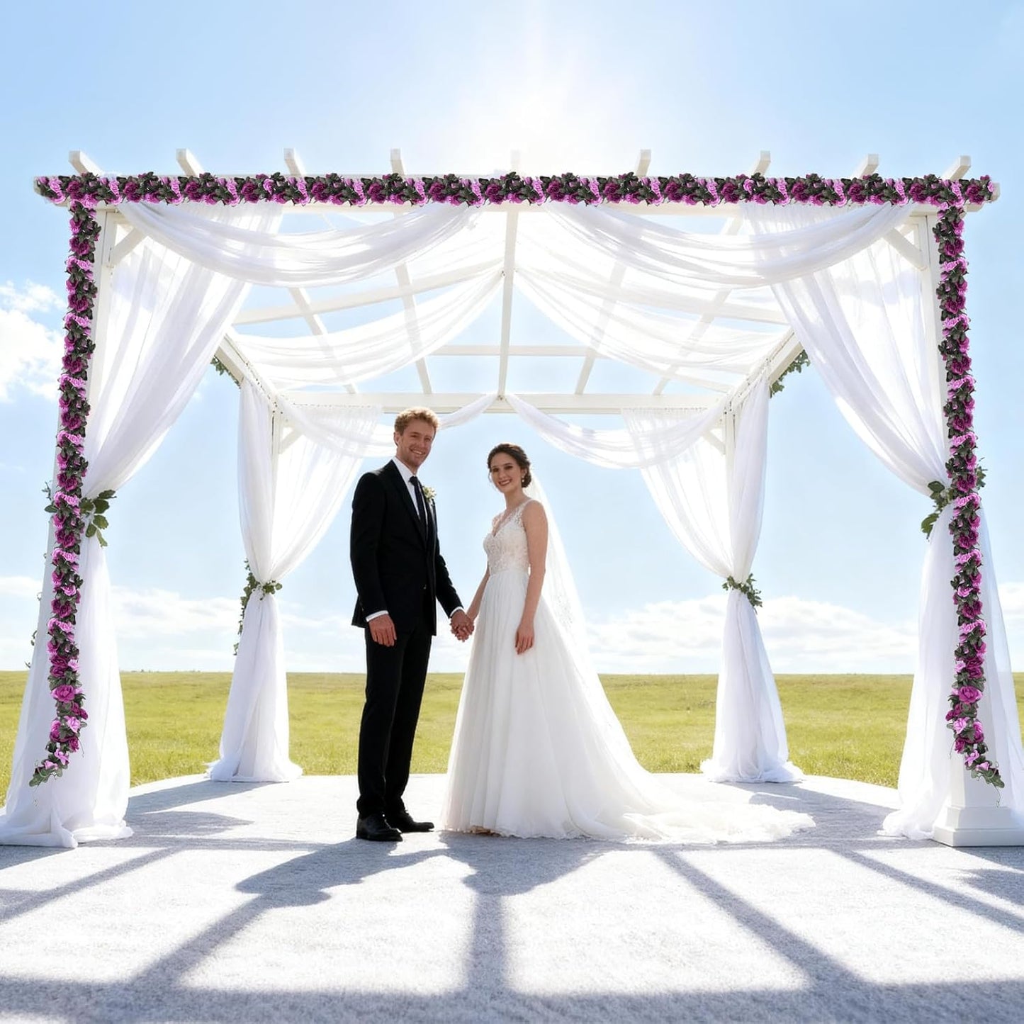 10 Pcs 82FT Flower Garland, Artificial Rose Garland Flowers Plants Fake Flower Hanging Rose Ivy, Birthday Party Valentine's Day Wedding Wall Arch Decor（Purple）