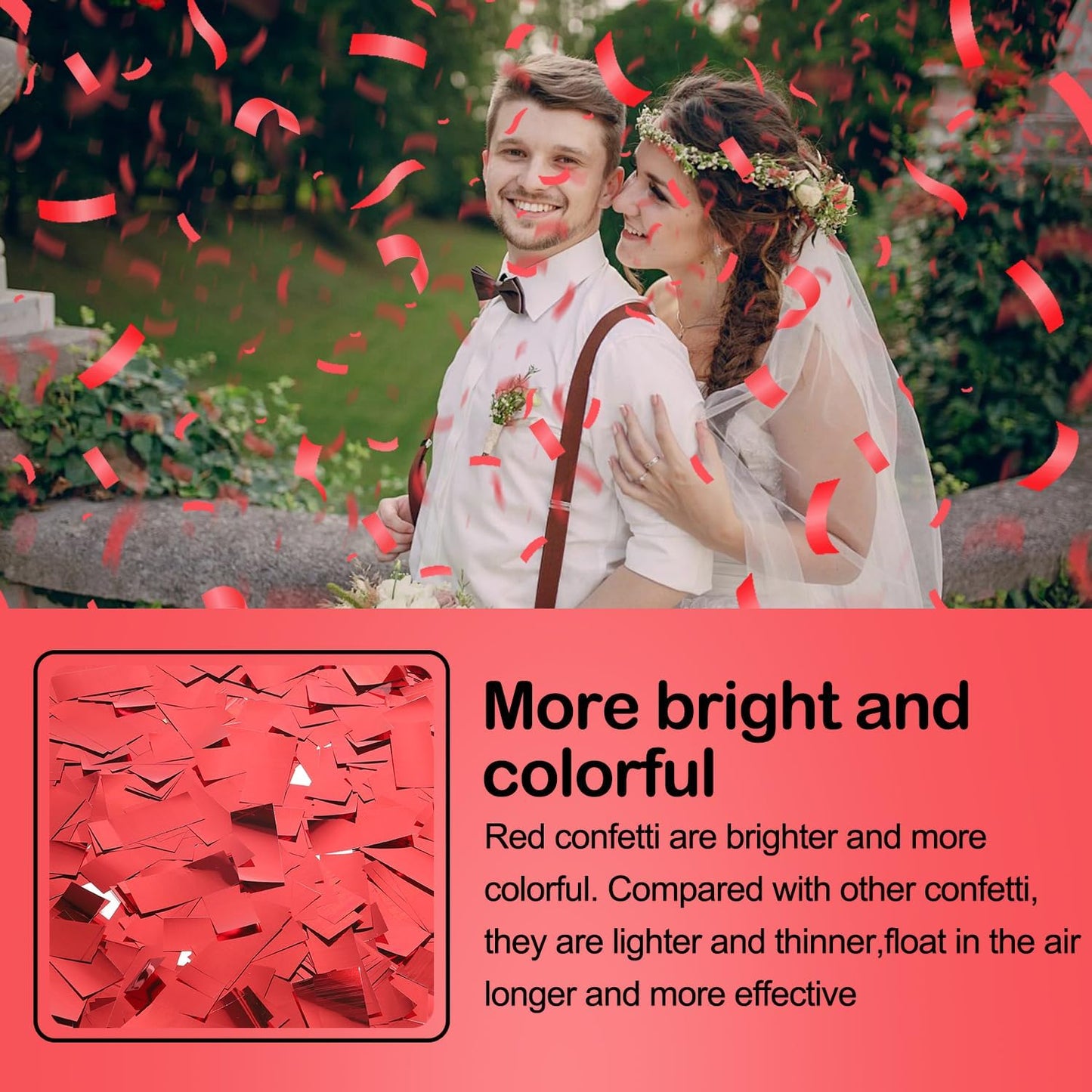 6 Pack Red Confetti Cannon, Party Poppers,12 Inch Confetti Poppers Shooters for Birthdays, Christmas，Graduation Celebration,Weddings, New Year's Eve and Any Celebrations