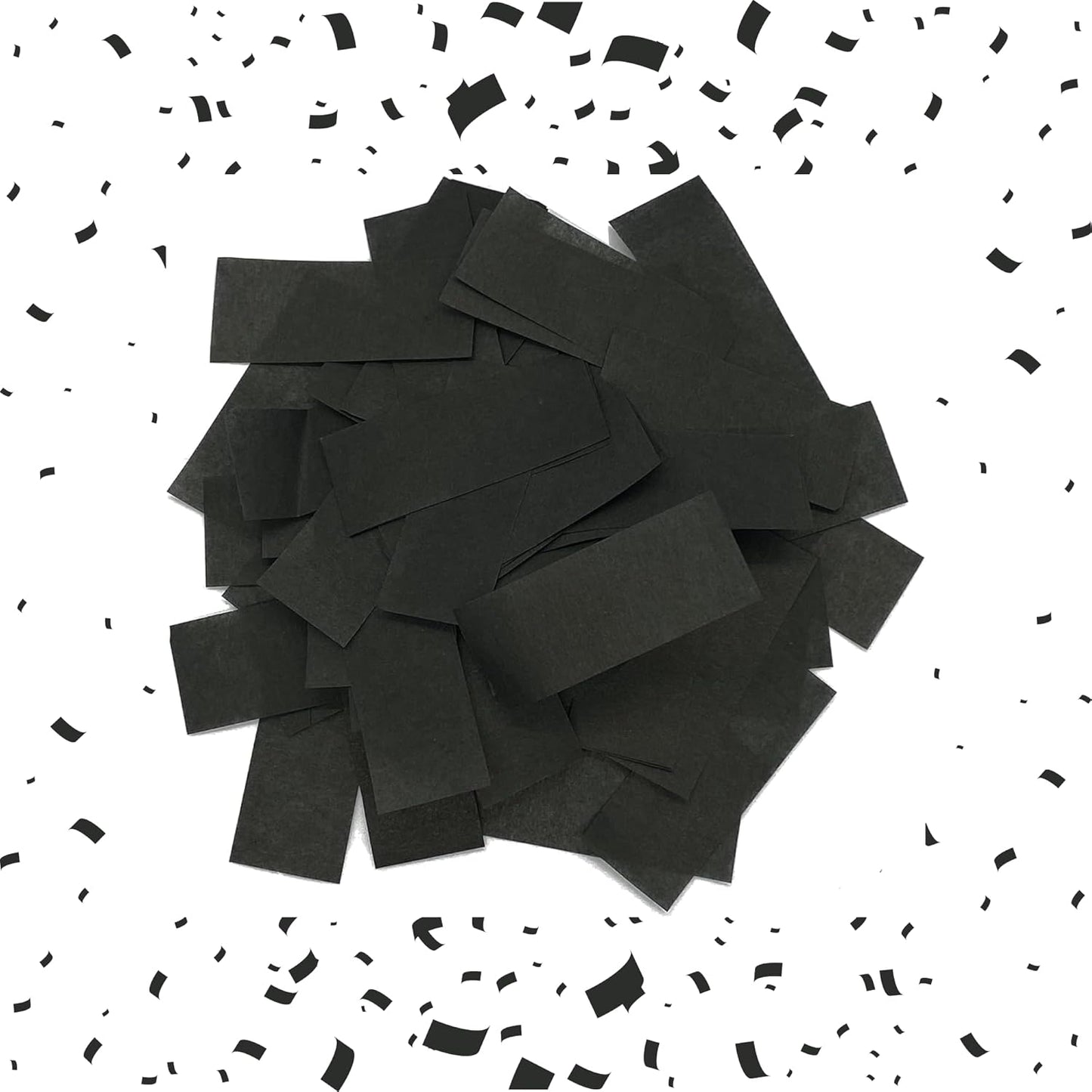Rectangular Black Biodegradable Confetti – Fluttering Tissue Paper Confetti for Cannon and Launcher use - Best for Wedding, Birthday, Parties and Live Events - 1 lb, 16 oz