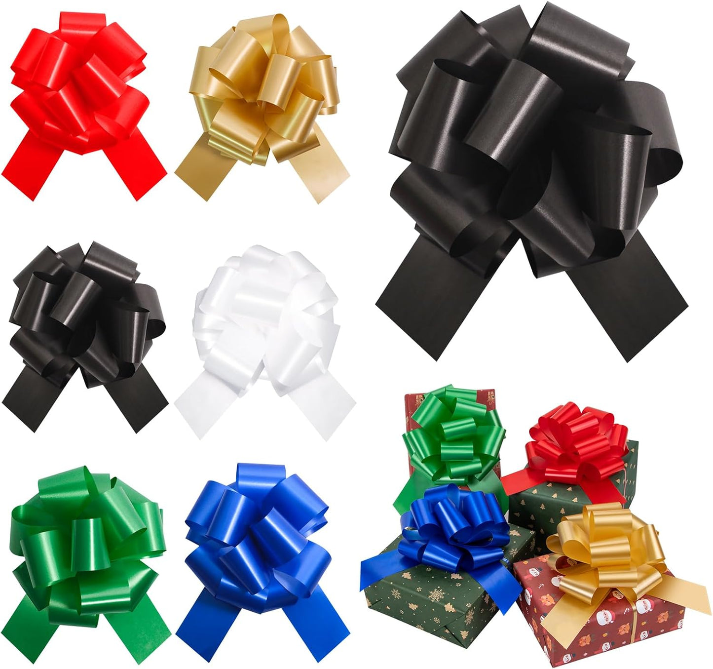 6 Pcs 6 Inch Black Pull Bows, Perfect for Gift Wrapping, Gift Wrapping Baskets Wedding Christmas Party Decorations, Crafts – Quality Pull Bows for Gifts and Decorations