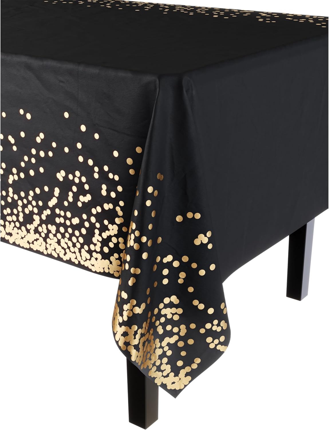 Party Solids White and Gold Tablecloth Pack Of 12 New Years Plastic Tablecloth Black and Gold Dot 54 Inch X 108 Inch Rectangle Table Cover Black and Gold Party Decorations