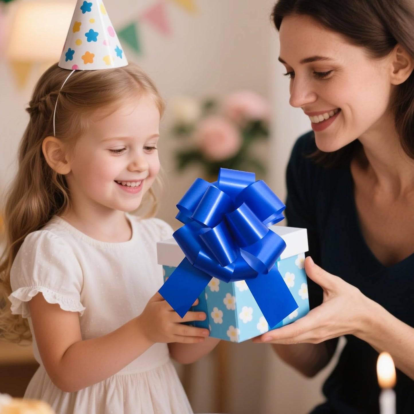 6 Pcs 6 Inch Blue Pull Bows, Perfect for Gift Wrapping, Gift Wrapping Baskets Wedding Christmas Party Decorations, Crafts – Quality Pull Bows for Gifts and Decorations