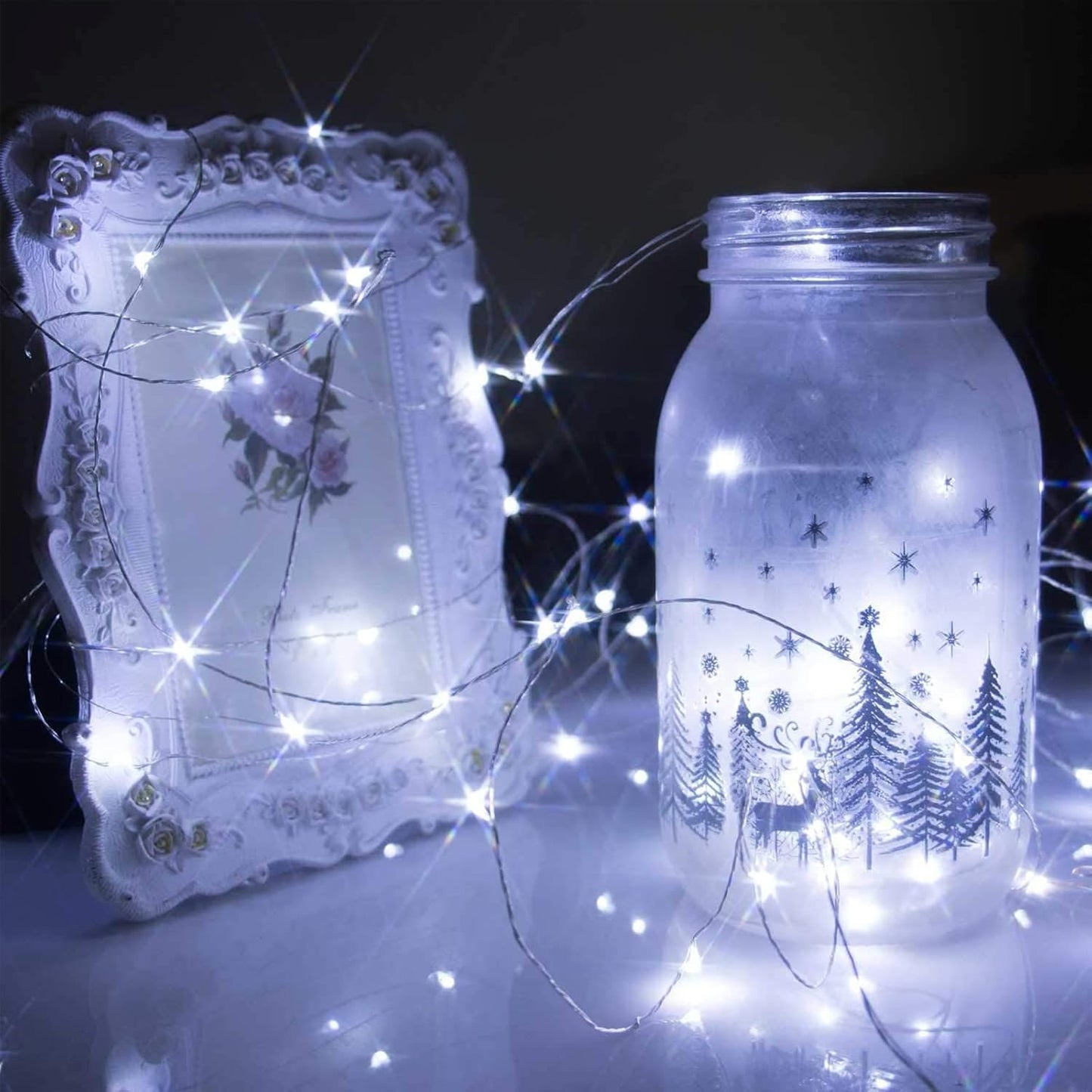 24 Pack LED Fairy Lights Battery Operated 7Ft 20Led Warm White Mini String Lights Waterproof Christmas Lights for Mason Jars Bedroom DIY Party Wedding Multi-Colored