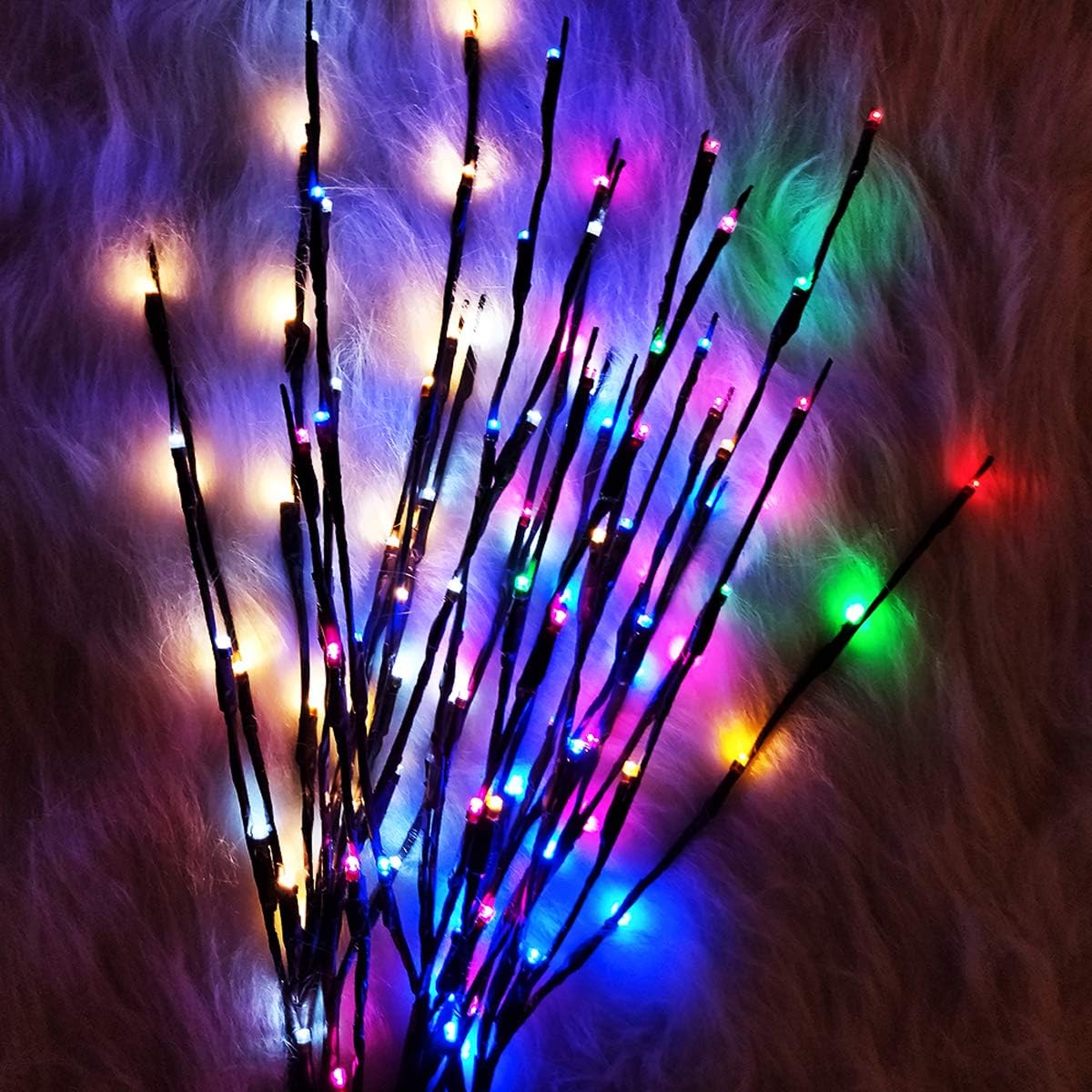 Led Branch Light Battery Operated Lighted Branches Vase Filler Willow Twig Lighted Branch 30 Inch 20 LED for Christmas Home Party Decoration Indoor Outdoor Use Pack of 2 White