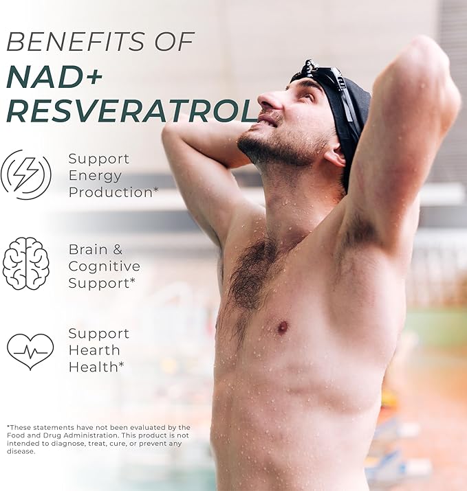 Neurogan NAD+ with Resveratrol Capsules 1:1 Ratio - 1200mg Per Serving, 90 Ct - Cellular Health & Healthy Aging Supplements, Energy & Immune Support - Nicotine Adenine Dinucleotide NAD+ Supplement