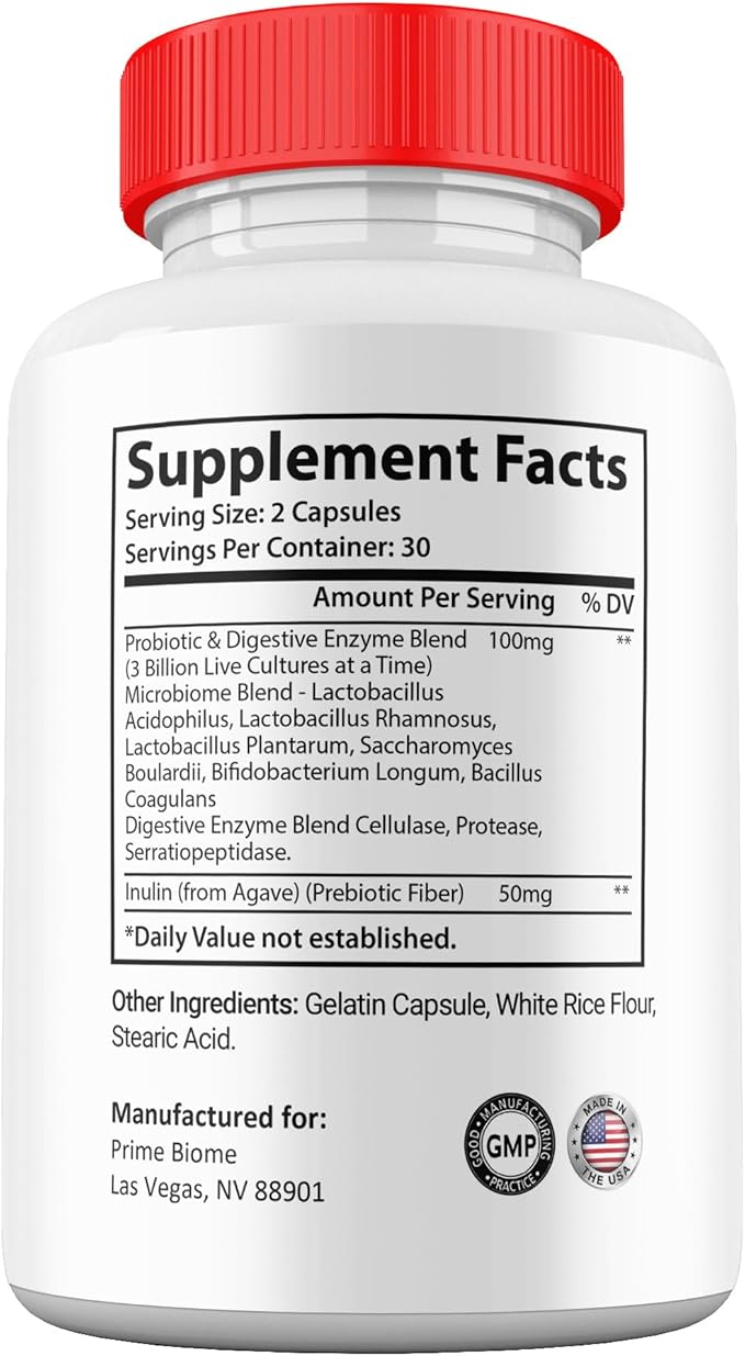 (2 Pack) Prime Biome Pills, Prime Biome All Natural Supplement Skin and Gut Probiotics Capsules, 2 Month Supply