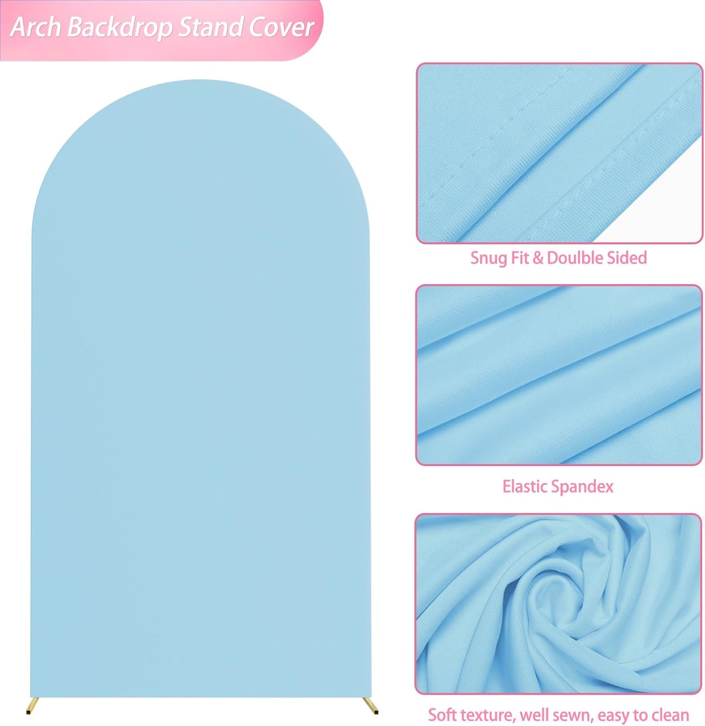 Wokceer 7.2 FT Wedding Arch Backdrop Stand and Arch Cover Metal Arch Stand with Arch Stand Cover for Birthday Party Wedding Ceremony Bridal Baby Shower Event Decor