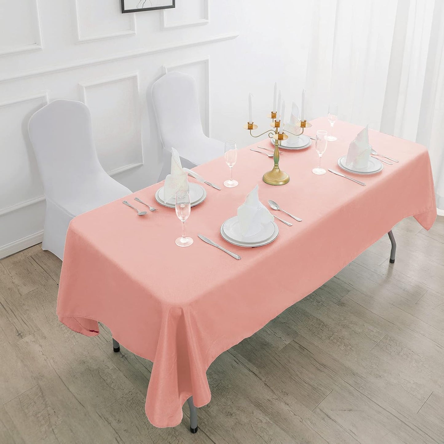 Rectangle Tablecloth 60x102 inch Washable Polyester Fabric Table Cloth for Wedding Party Dining Banquet Decoration（60x102, Dusty Pink）
