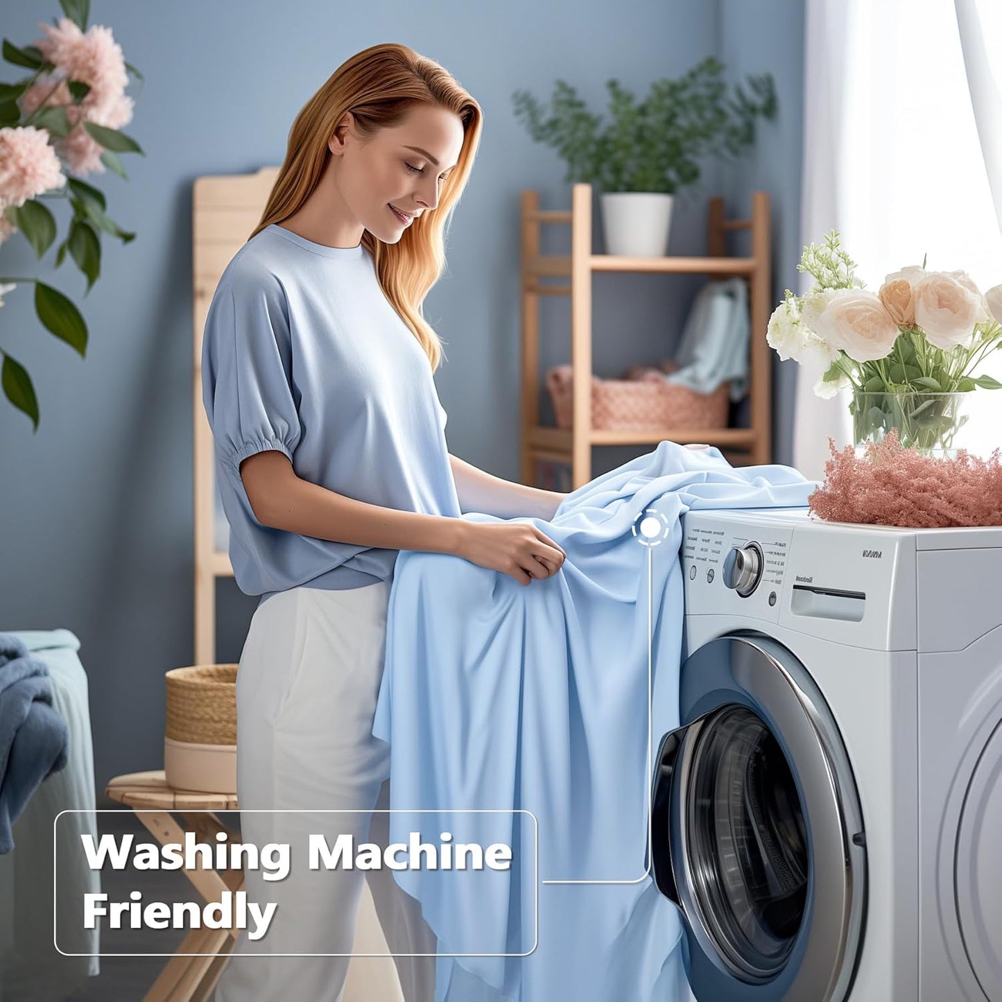 Wish Care 2 Pack Baby Blue Stretch Spandex Table Clothes for 4 Foot Rectangle Tables, 4FT Wrinkle Free Fitted Tablecloths Ruffles Design Table Cover for Party, Banquet, Wedding and Events