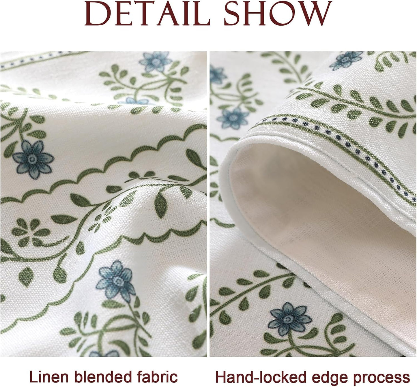 ISAENNE Designer White Elegant Linen Table Runner 87 Inches Long,Chinoiserie Floral Decor Durable Table Runners for Dining Tables,Thanksgiving,Kitchen Tables,Christmas,12"*87"-Mosella D