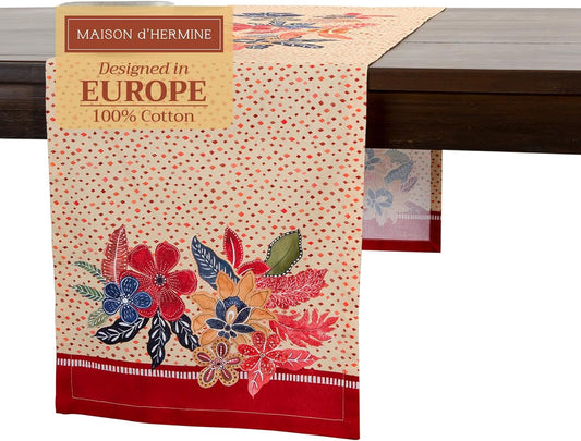 Maison d' Hermine Table Runner 100% Cotton Single Layer Table Runners 108 inches Long for Thanksgiving Christmas Decorations Home Kitchen Dining Party Wedding (Kalahari, 14.5" x 108")