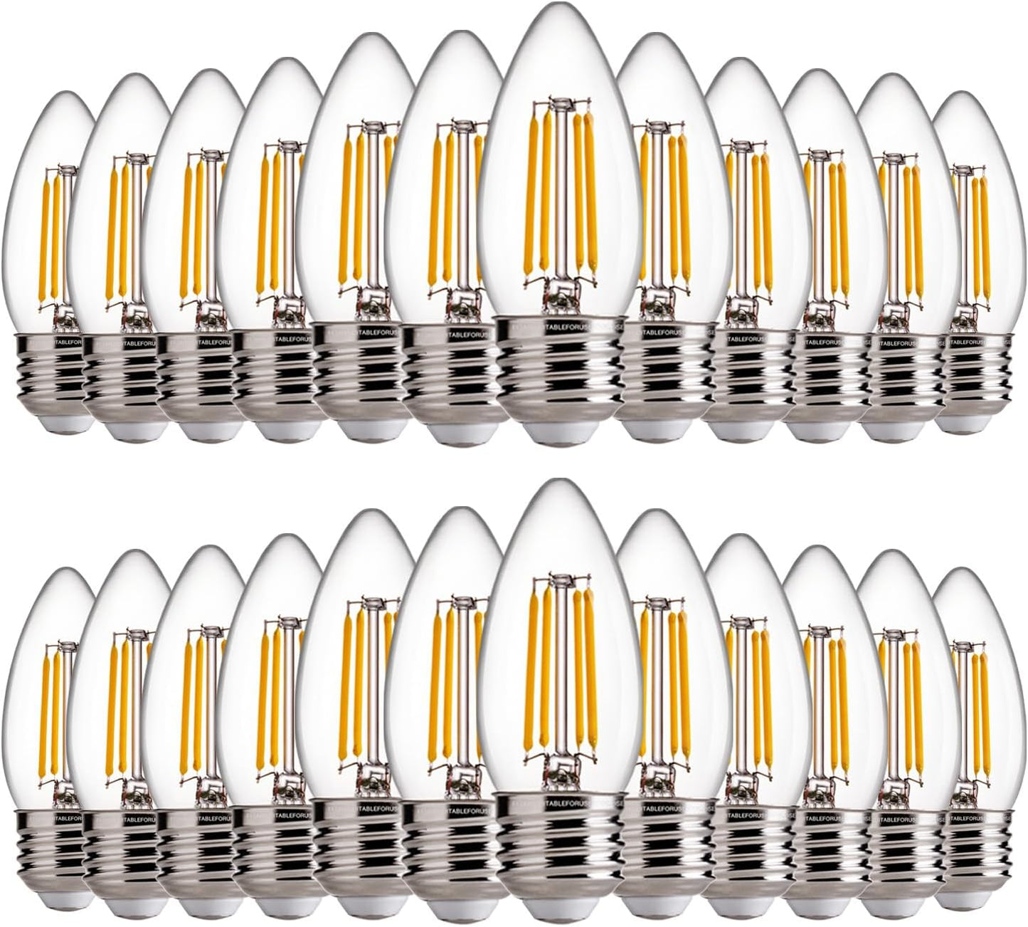 FLSNT LED Candelabra Light Bulbs 60W Equivalent E26 Base, Dimmable B11 LED Chandelier Light Bulbs, 2700K Soft White, 24 Pack UL,CA65 Listed.