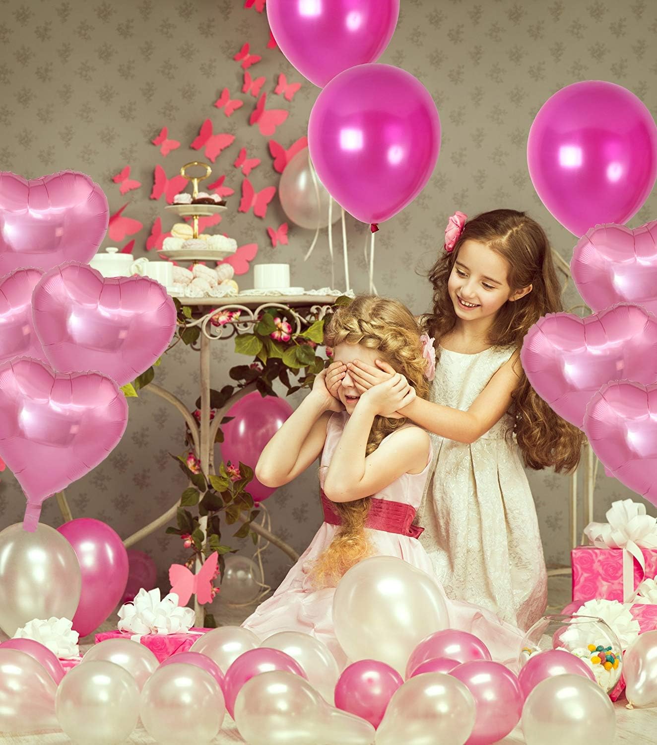 50 Pcs 10 inch Heart Shape Foil Mylar Balloons for Birthday Party Decorations, Wedding Decorations, Engagement Party, Valentine's Day, Celebration, Holiday, Show, Party Activities (Pink)