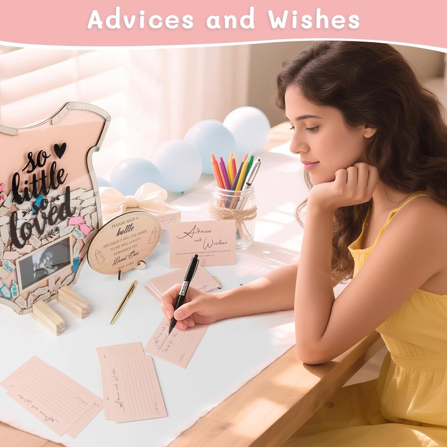 60Pcs Baby Shower Guest Book - Cute Onesie Shaped Baby in Bloom Baby Shower Guest Book Alternatives with Sonogram Frame Advice & Wishes Cards for Keepsake, Birthday, Gender Reveal (Baby in Bloom)