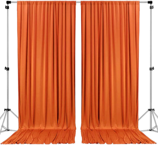 AK TRADING CO. 10 feet x 8 feet Polyester Backdrop Drapes Curtains Panels with Rod Pockets - Wedding Ceremony Party Home Window Decorations - Orange (DRAPE5X8-ORANGE) (Pack of 2)