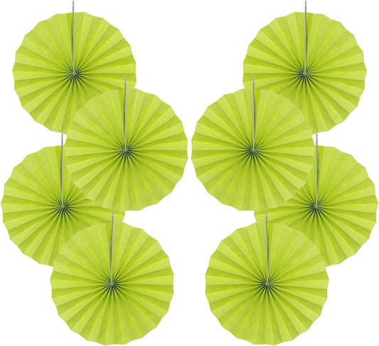 BARTHEW Green Graduation Party Decor, Tropical Party Decorations, 12in Hanging Paper Fans 30 Color DIY Set (Clear Green)