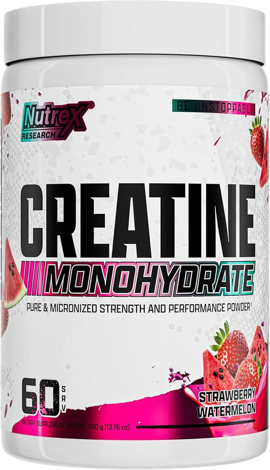 Nutrex Research Flavored Creatine Powder, Strawberry Watermelon | 5g Creatine, Mixes Easily | Supports Energy, Muscle Growth, Energy and Performance | 60 Servings