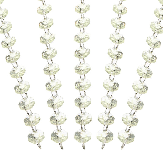 PATIKIL 14 mm Crystal Garland Strands, 32.8 Ft Acrylic Octagon Chandelier Bead Chains String for DIY Craft Wedding Party Home Decorative Jewelry Making, Champagne