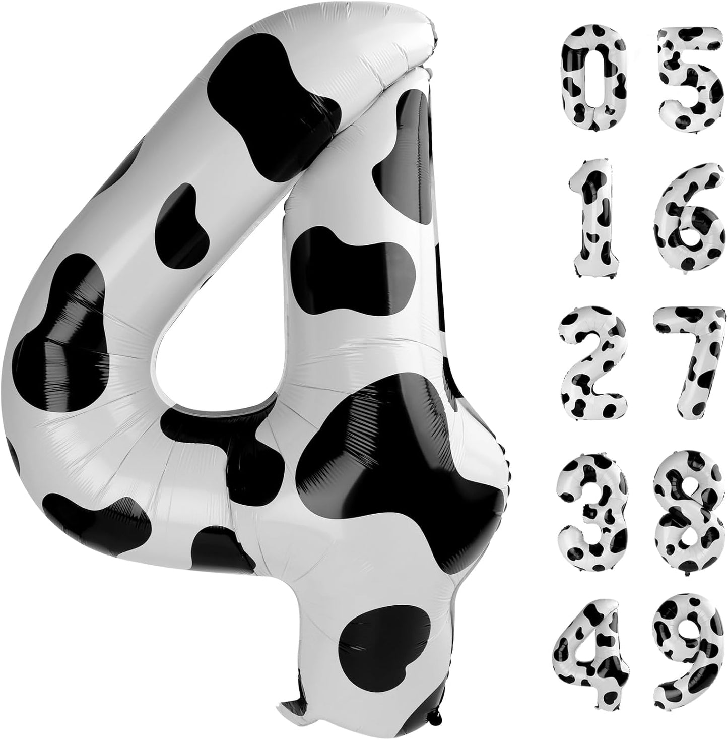 Cow Print Number Balloon Birthday Decorations, 40 inch Number balloon 0-9(Zero-Nine), Cow Balloon for Farm Birthday Party Supplies, Cow Themed birthday party Decorations (Number 4)