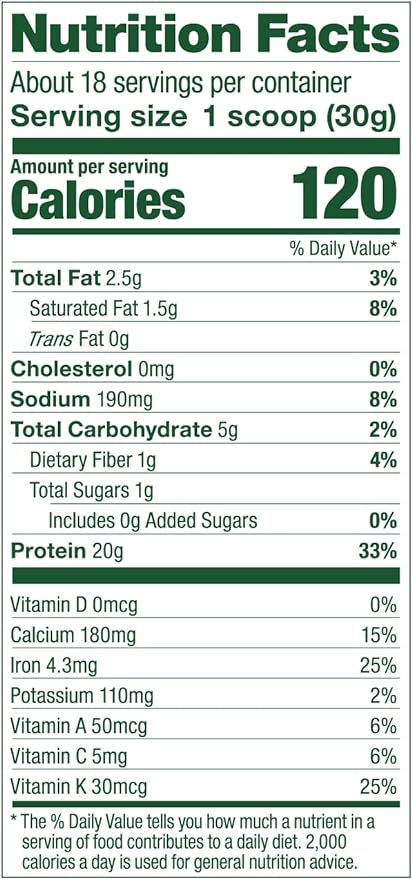 Vega Protein and Greens Protein Powder, Vanilla - 20g Plant Based Protein Plus Veggies, Vegan, Non GMO, Pea Protein for Women and Men, 1.2 lbs (Packaging May Vary)