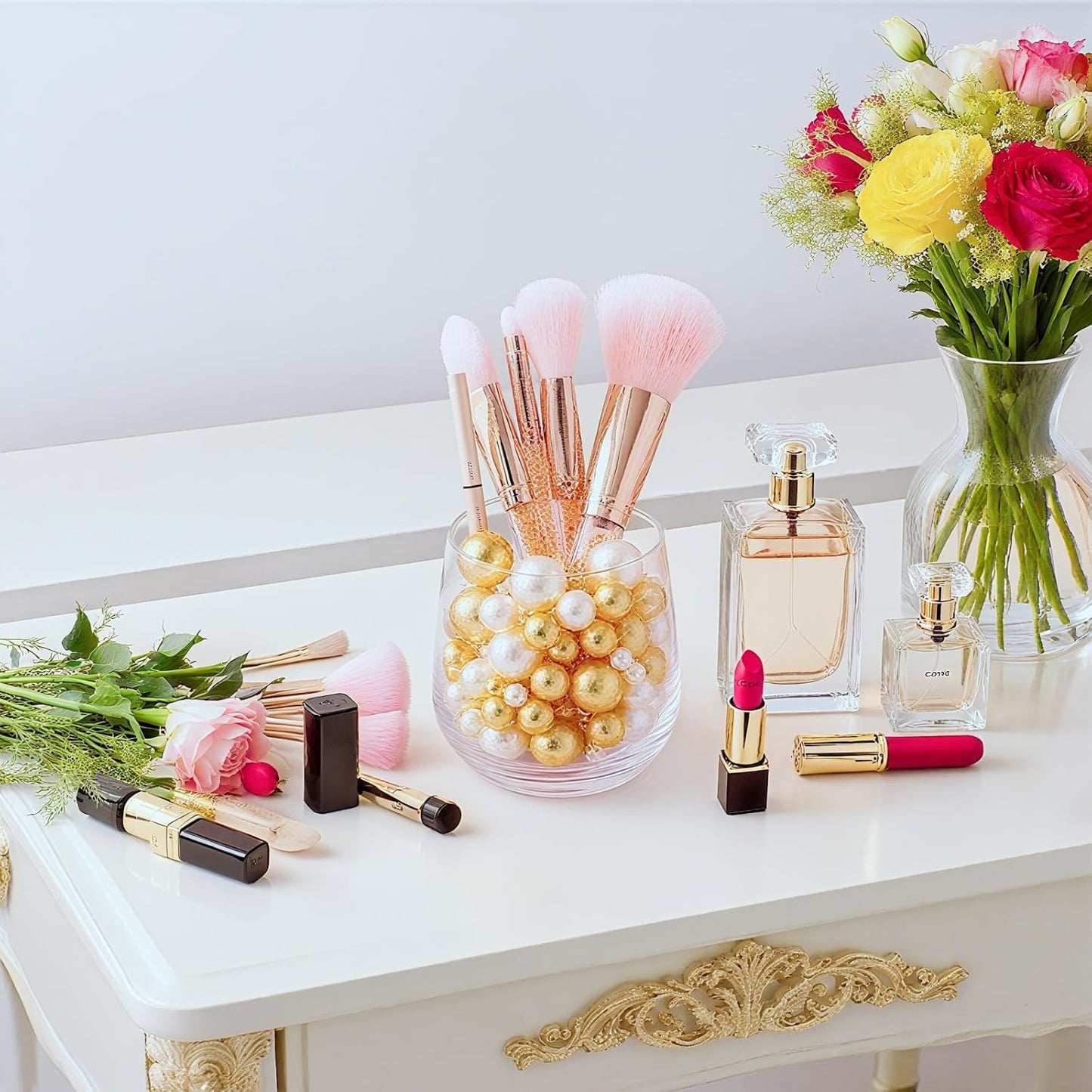 200 Pcs Vase Filler Beads White Pearl Beads for Vase No Hole Beads for DIY Home Table Party Decor Wedding Centerpiece 8/14/20mm