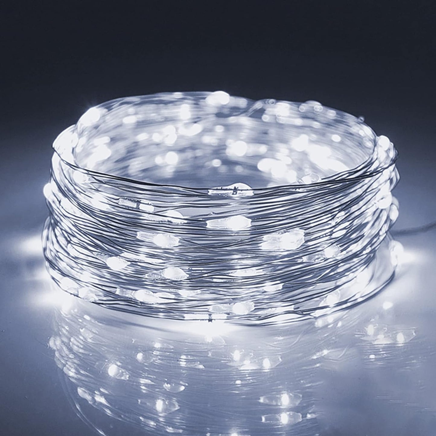 WATERGLIDE 24 Pack Fairy Lights Battery Operated (Included), 7 ft 20 LED Mini String Lights, Waterproof Silver Wire Firefly Starry Lights for DIY Wedding Christmas Party Mason Jars Decor, Cool White