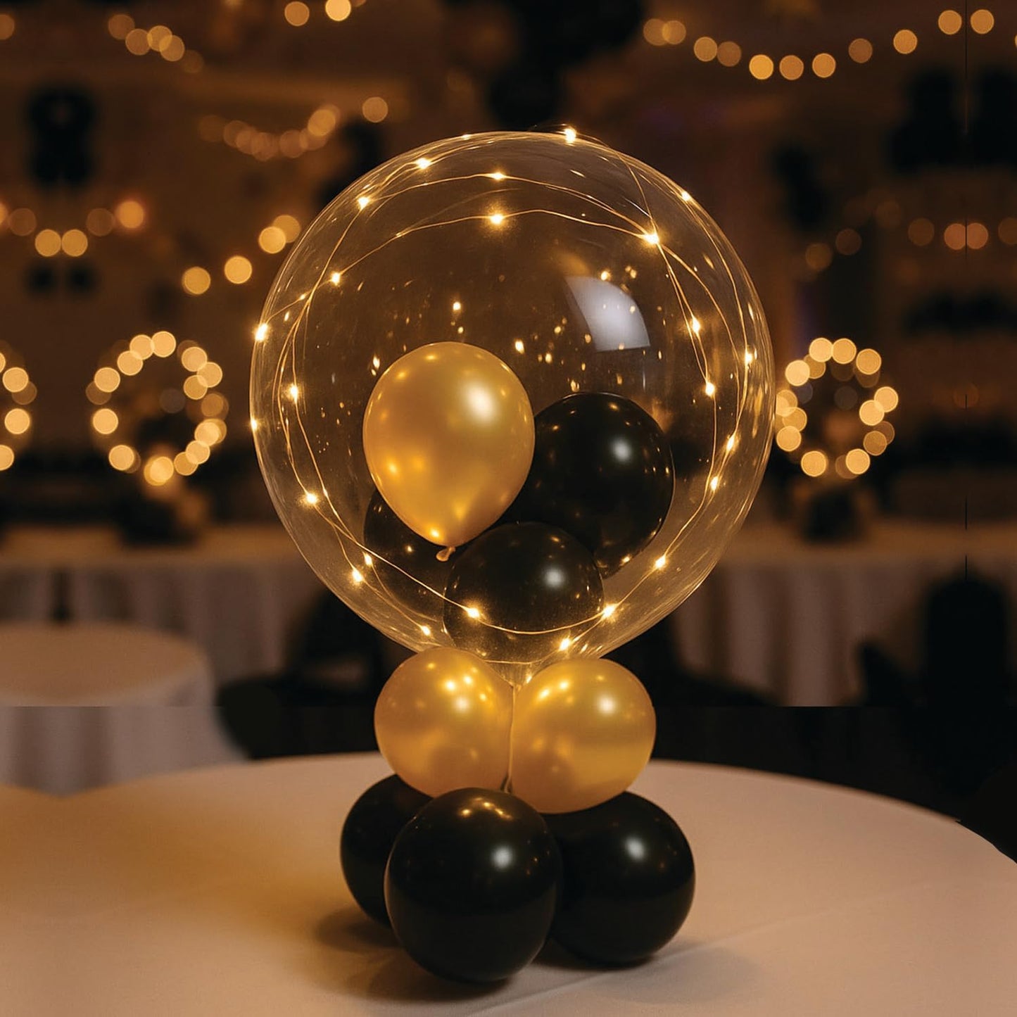 Lightsfever LED Light up Party Balloons with Batteries, 22 inch warm white Big Size Clear Bobo Balloons for Helium or Air, thanks giving party balloons(12 pack warm white)