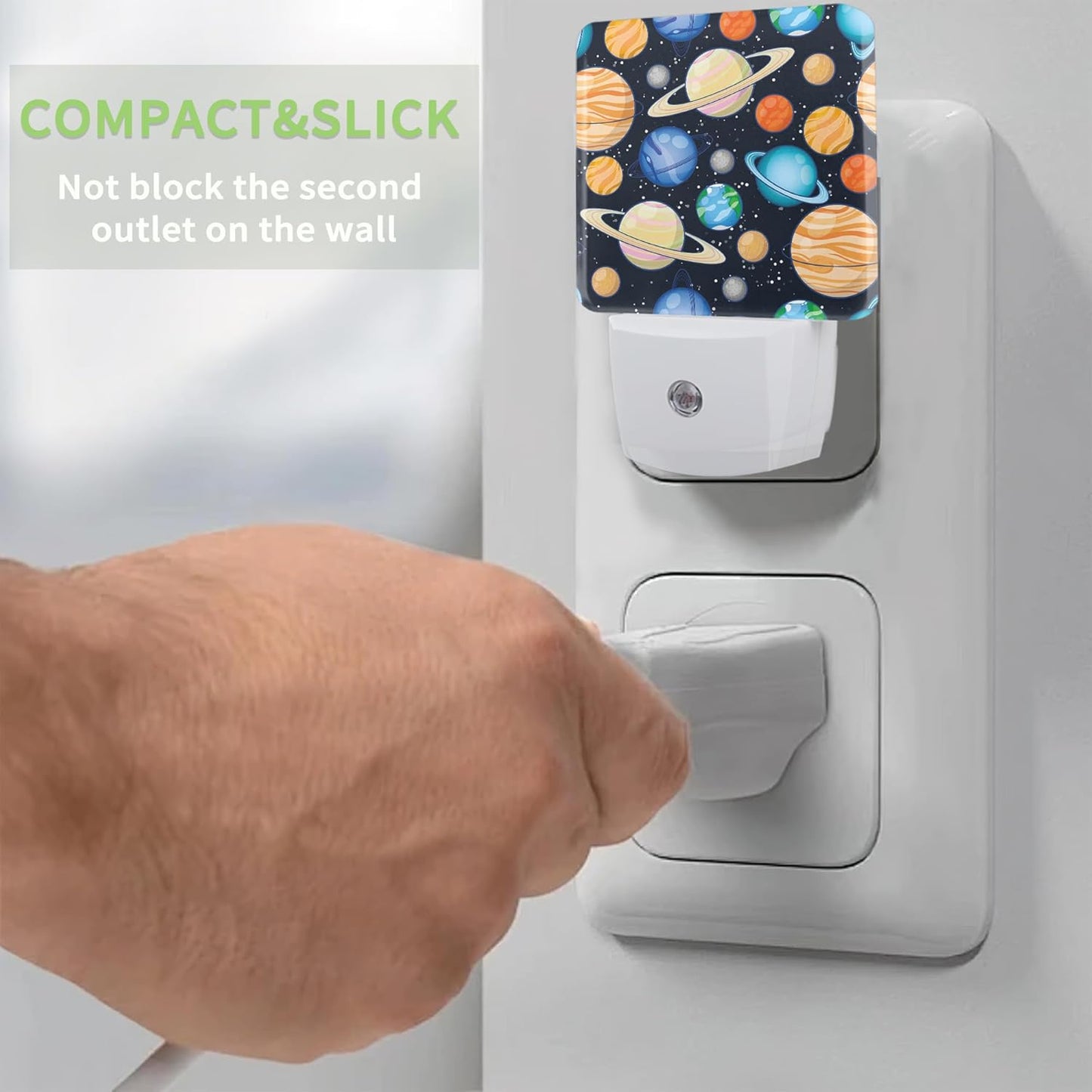 Cartoon Universe Planets Night Light, Cute Night Light Plug into Wall with Dusk to Dawn Sensor, LED Lamp Energy Saving Lights for Men Women Boys Girls,Lamp for Bedroom Bathroom Hallway