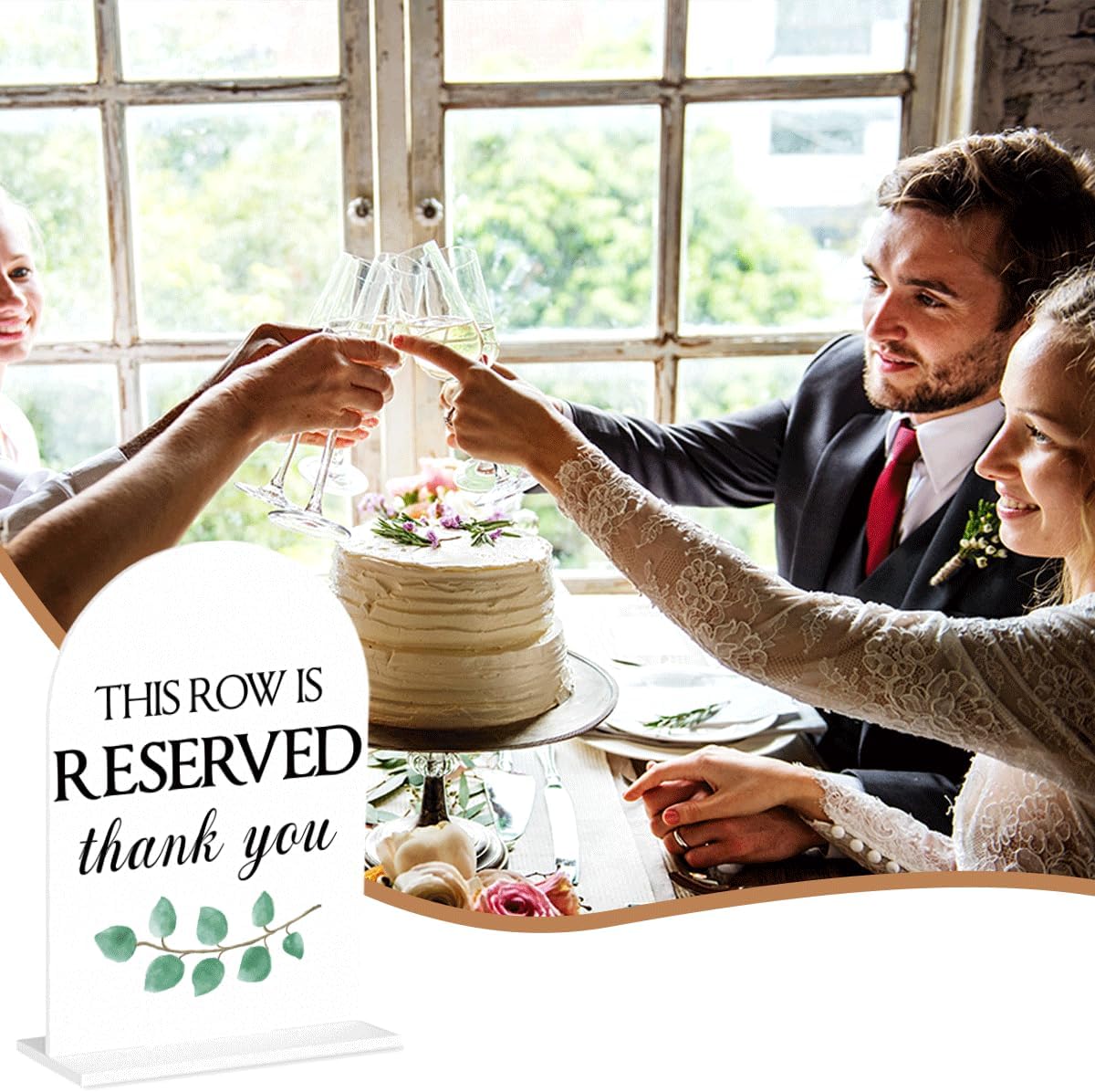 This Row is Reserved Sign, Reserved Seating Signs for Wedding, Engagement Bridal Shower Baby Shower Decor for Reception Reception, Weddings White Acrylic Sign