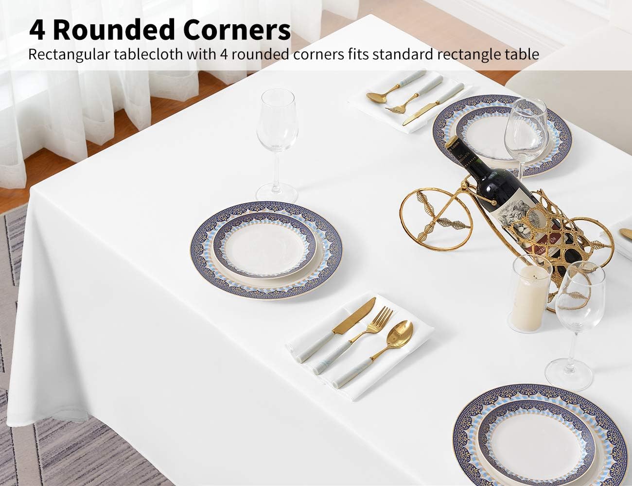 Surmente 10 Pack White Rectangle Tablecloth 60 x 102-inch Rectangular Polyester Table Cloth for Weddings, Banquets, or Restaurants