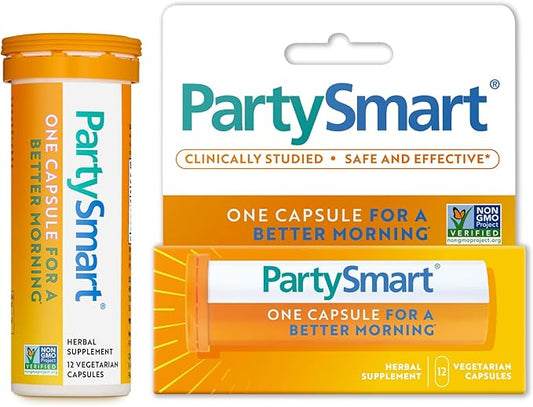 Himalaya PartySmart, One Capsule for a Better Morning, Plant-Based, Liver Support, Better Morning After Drinking, Clinically Studied, Non-GMO Project Verified, 12 Capsules