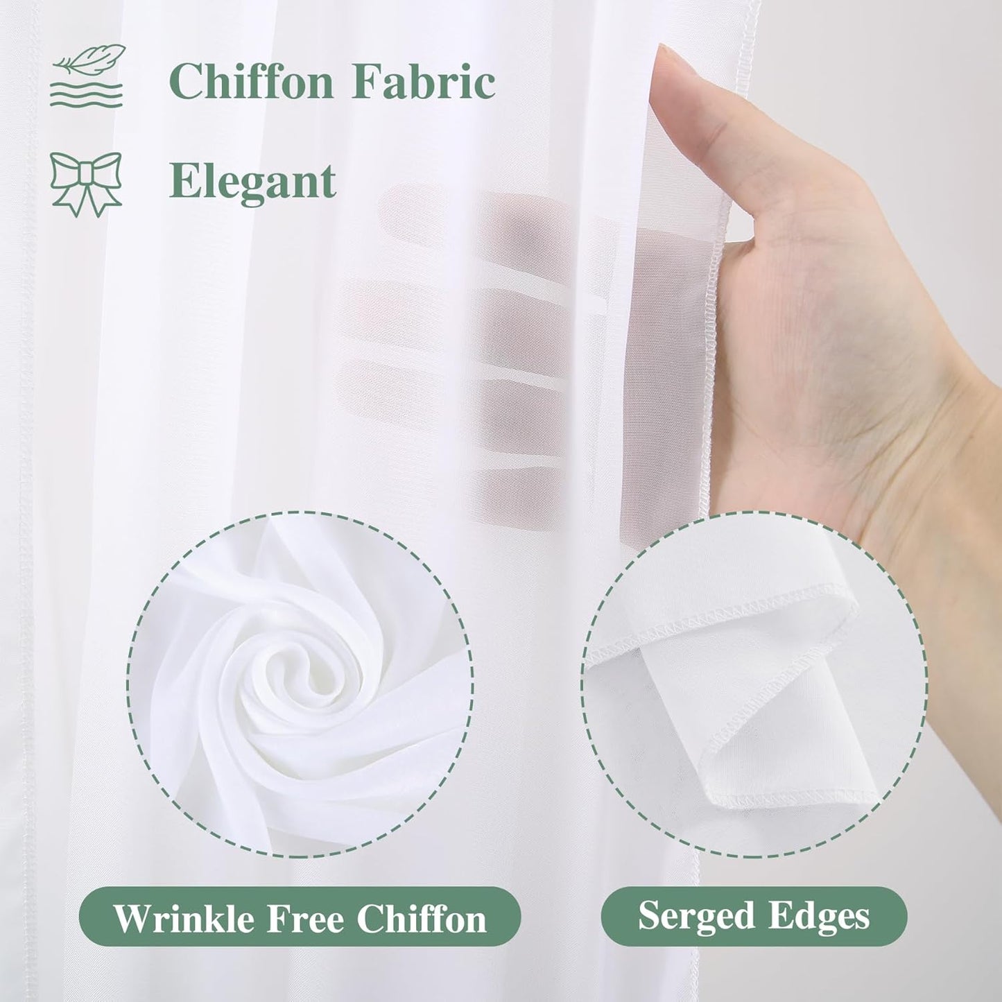 Wedding Arch Draping Fabric,2 Panels 18FT White Wedding Arch Drapes Chiffon Fabric Drapery Arch Decorations for Ceremony Reception Party Ceiling Backdrop