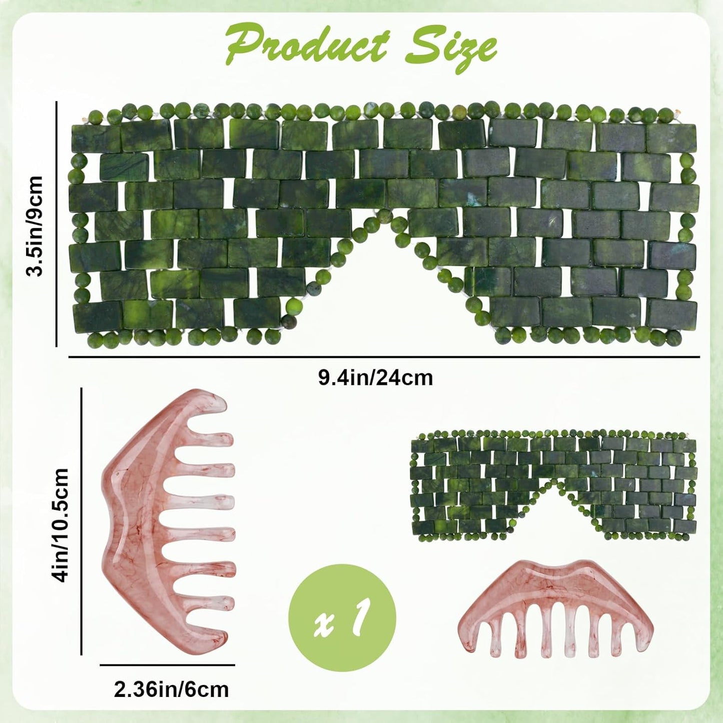 2 Pcs Jade Eye Mask and Scalp Massage Comb Set, Natural Jade Stone Hot & Cooling Eye Mask for Puffy Eyes & Help Soothe Eye Fatigue, Resin Scalp Massager Tool for Relaxation and Head Care