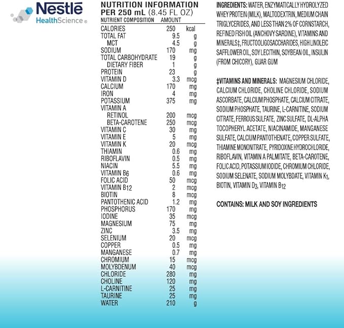 Nestle Peptamen Intense VHP Tube Feeding Formula Unflavored 250 mL Carton 24 Ct