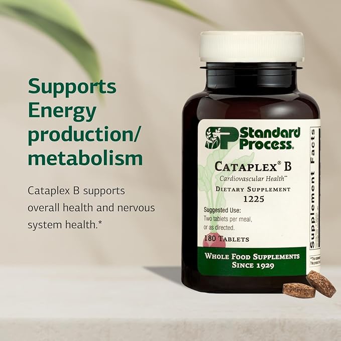 Standard Process Inc. Cataplex B - Whole Food Formula with Niacin, Vitamin B6, Thiamine, and Inositol for Heart Health, Metabolism, and Cholesterol Maintenance - 180 Tablets
