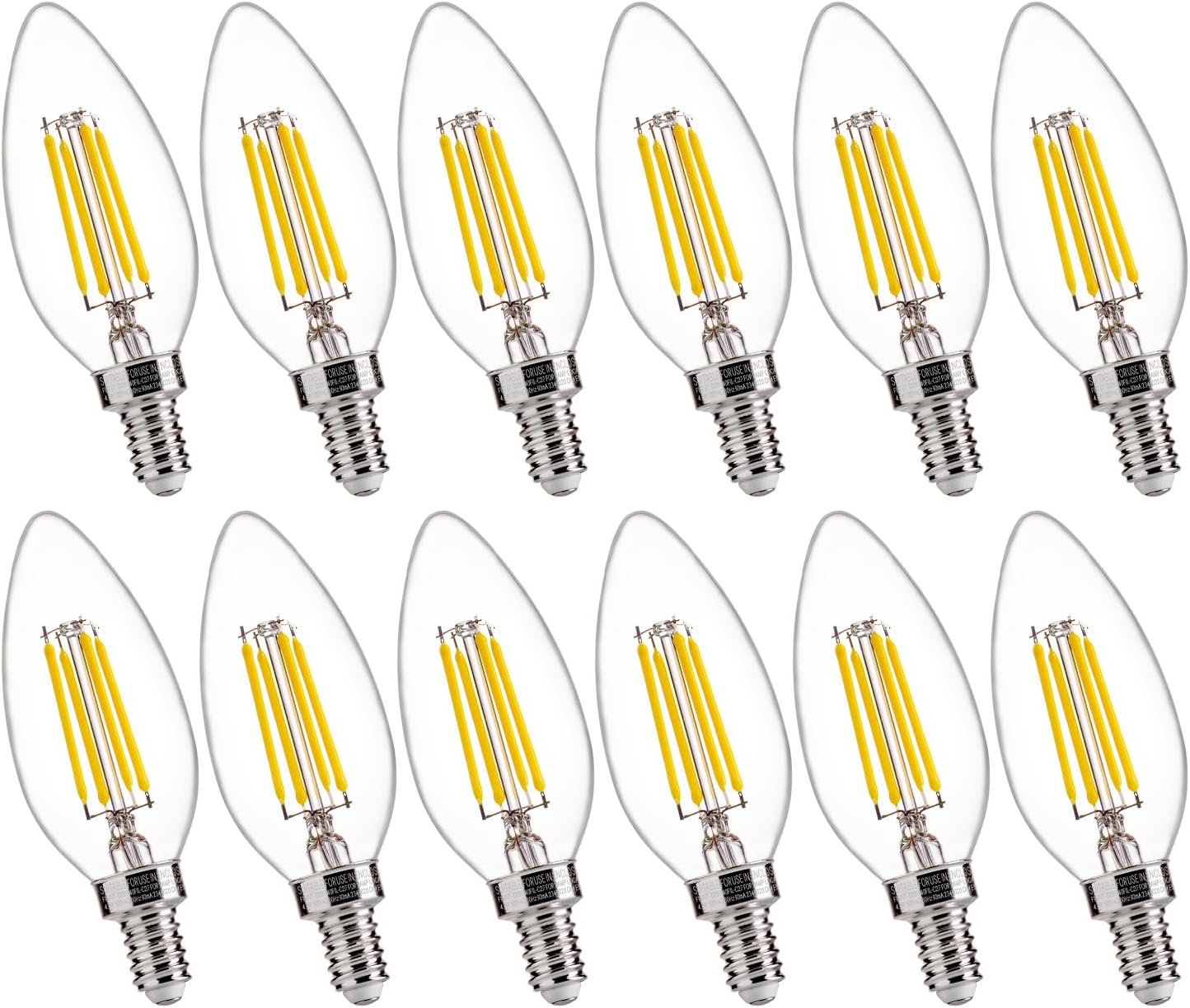 FLSNT 5000K Daylight B10 Dimmable LED E12 Candelabra Bulbs, 40W Equivalent LED Chandelier Light Bulbs, 450LM, Clear Glass Finishing, 12 Pack UL,CA65 Listed.