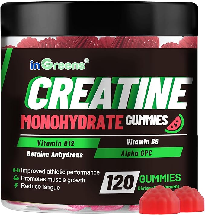 Creatine Monohydrate Gummies 6g for Men & Women, Potent Creatine Supplement, Chewables Creatine for Energy Boost, Increase Strength and Build Muscle, Gluten-Free, Sugar Free,120 Count