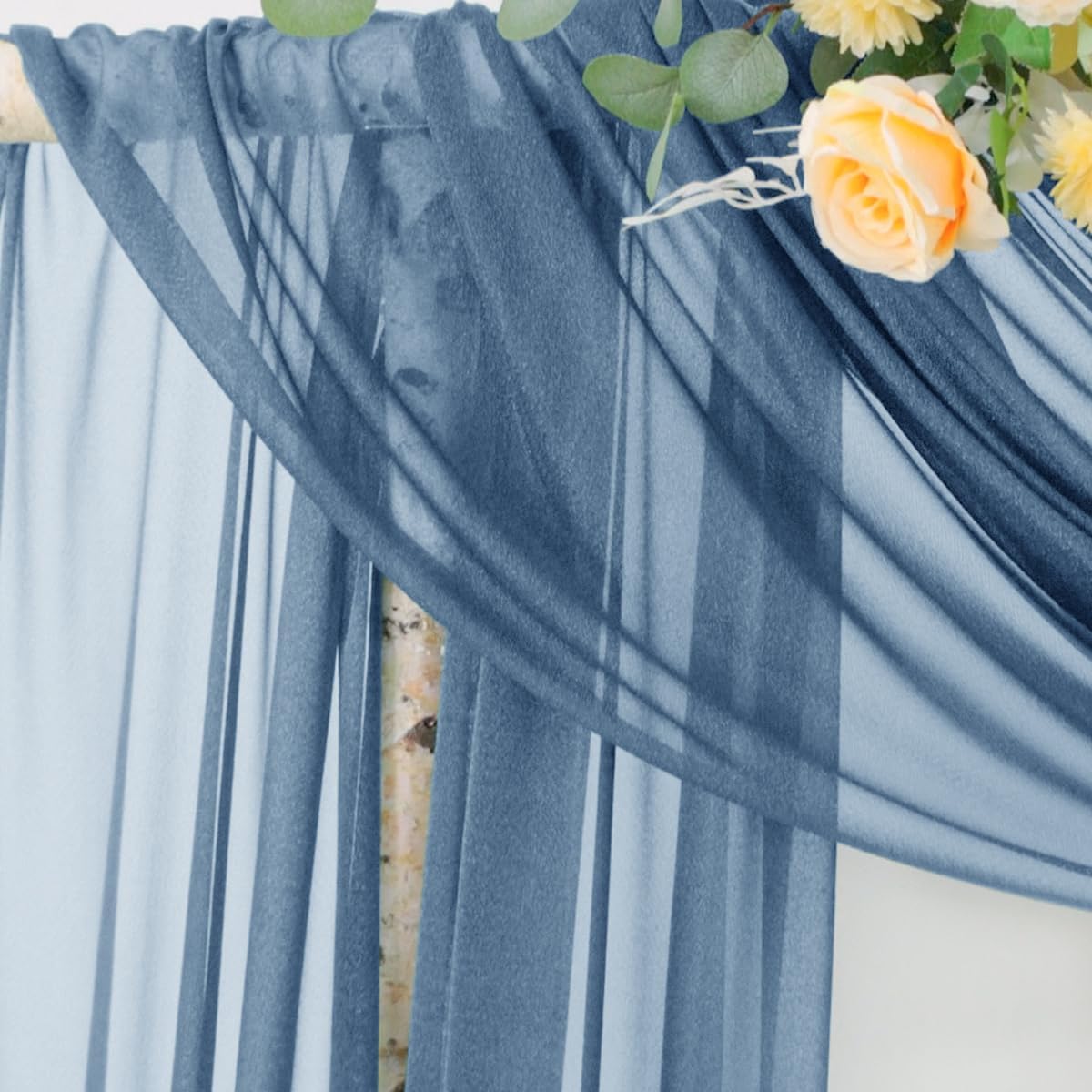 Socomi Wedding Arch Draping Fabric 29" x 20Ft 1 Panel Dusty Blue Sheer Outdoor Curtain Drapes Extra Long for Bridal Baby Shower Ceremony Birthday Party Decor