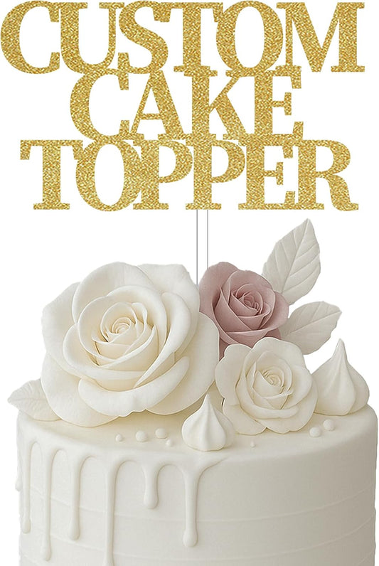 Custom Cake Topper, Glitter Colors, Block Font, Custom Text Cake Topper, Birthday, Bride, Marry, Wedding, Graduate, Retirement
