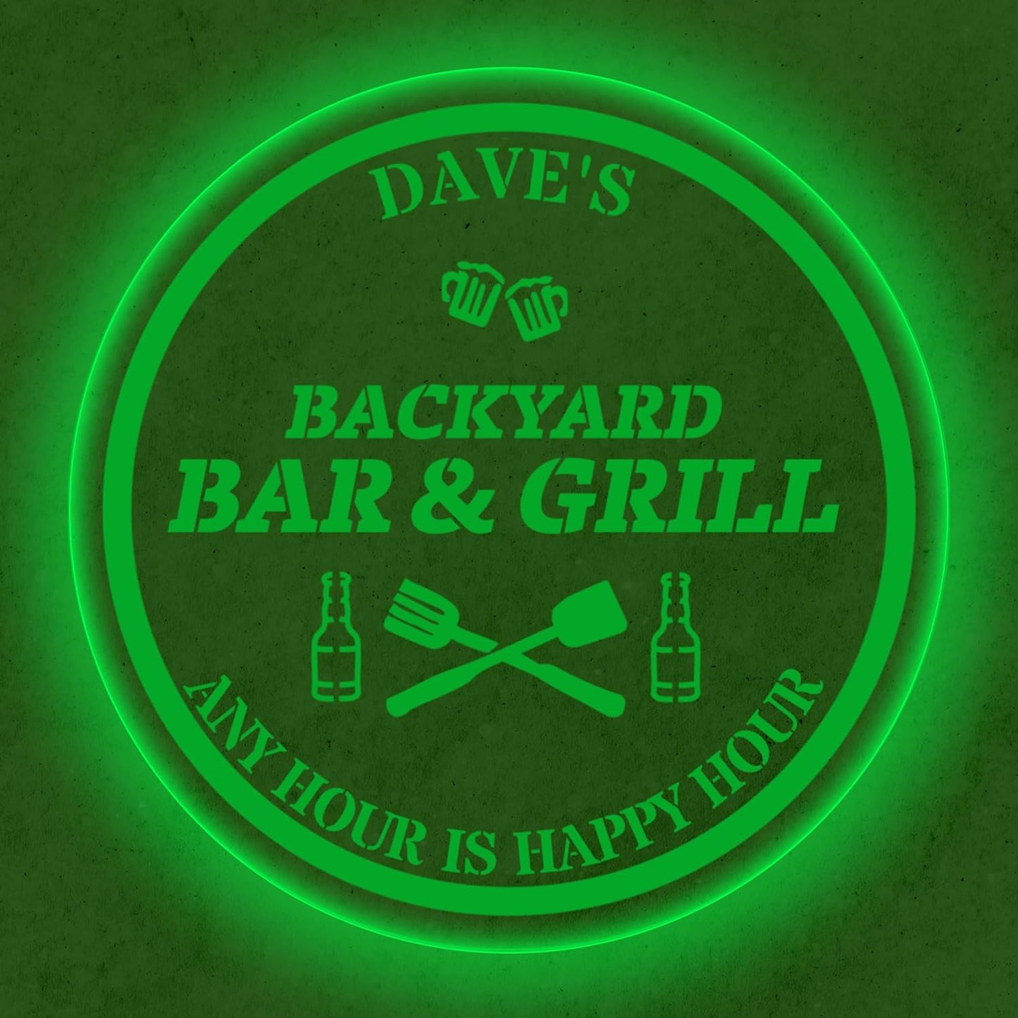 Custom Acrylic LED Bar Sign – Personalized Color Changing Wall Decor for Backyard Patio, Home Bar, Kitchen, or Man Cave (Bar & Grill, 16 INCHES)