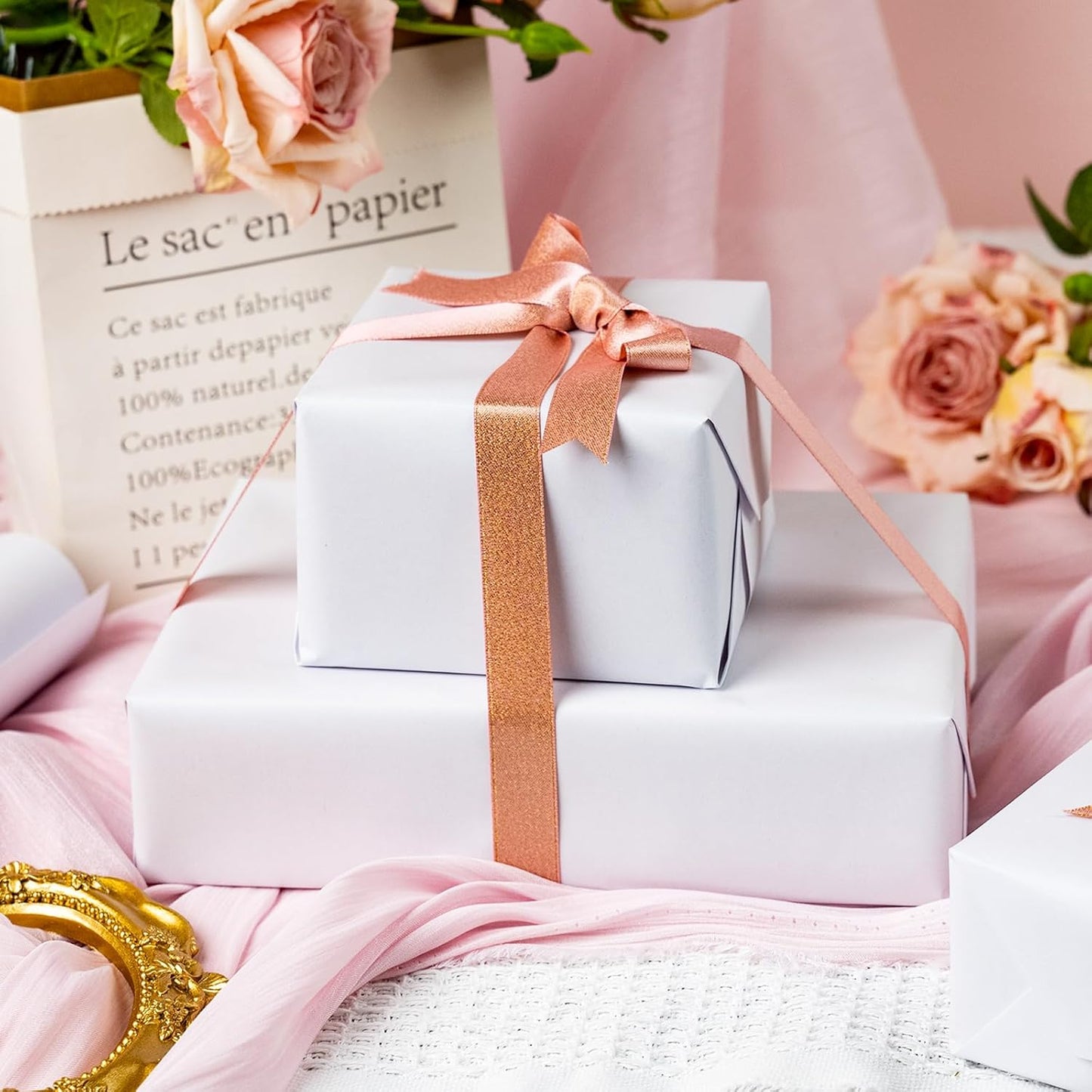 Garbendy Gift Wrapping Paper Roll-Solid Color Pearly-Lustre Paper,Perfect for Wedding, Valentine's Day,Birthday, Christmas,Baby Shower, Party - 17 Inch X 33 Feet