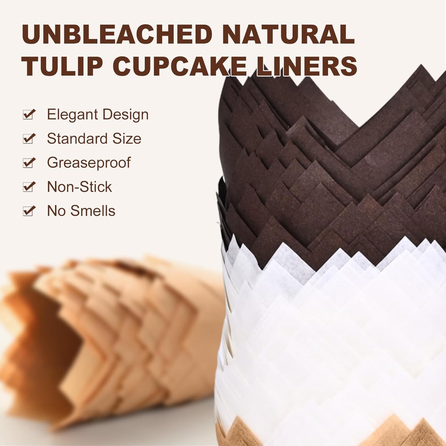 Tulip Cupcake Liners for Baking 200 Cups, Unbleached Parchment paper Muffin Liners, Upgraded Standard Cupcake Wrappers, Greaseproof Cup Cake Liner, Easy to Use in Party, Birthday, Christmas (Mix)