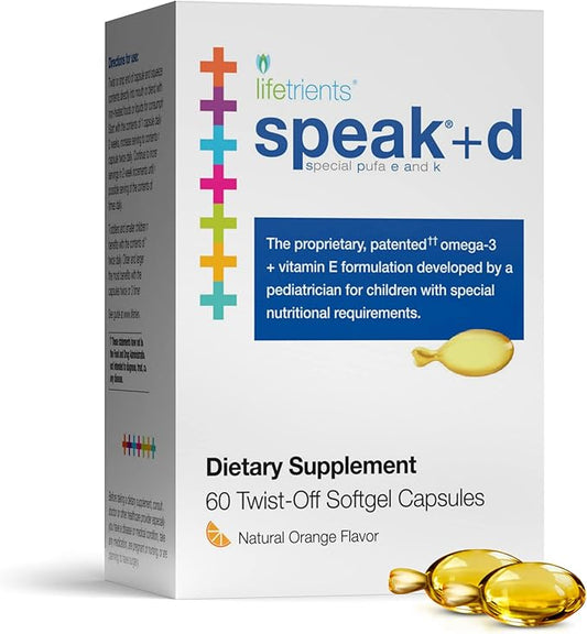 Speak+d Twist-Off Softgels – Natural Orange – 60 Softgels – Pediatrician Formulated to Support Children with Special Nutritional Requirements – Enhanced with Omega-3, Vitamin E’s & D3