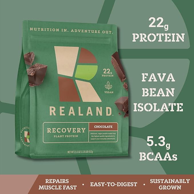 Chocolate Vegan Plant Protein Isolate - Fava Bean Protein Powder for Recovery - 22g of Protein - 17 Servings