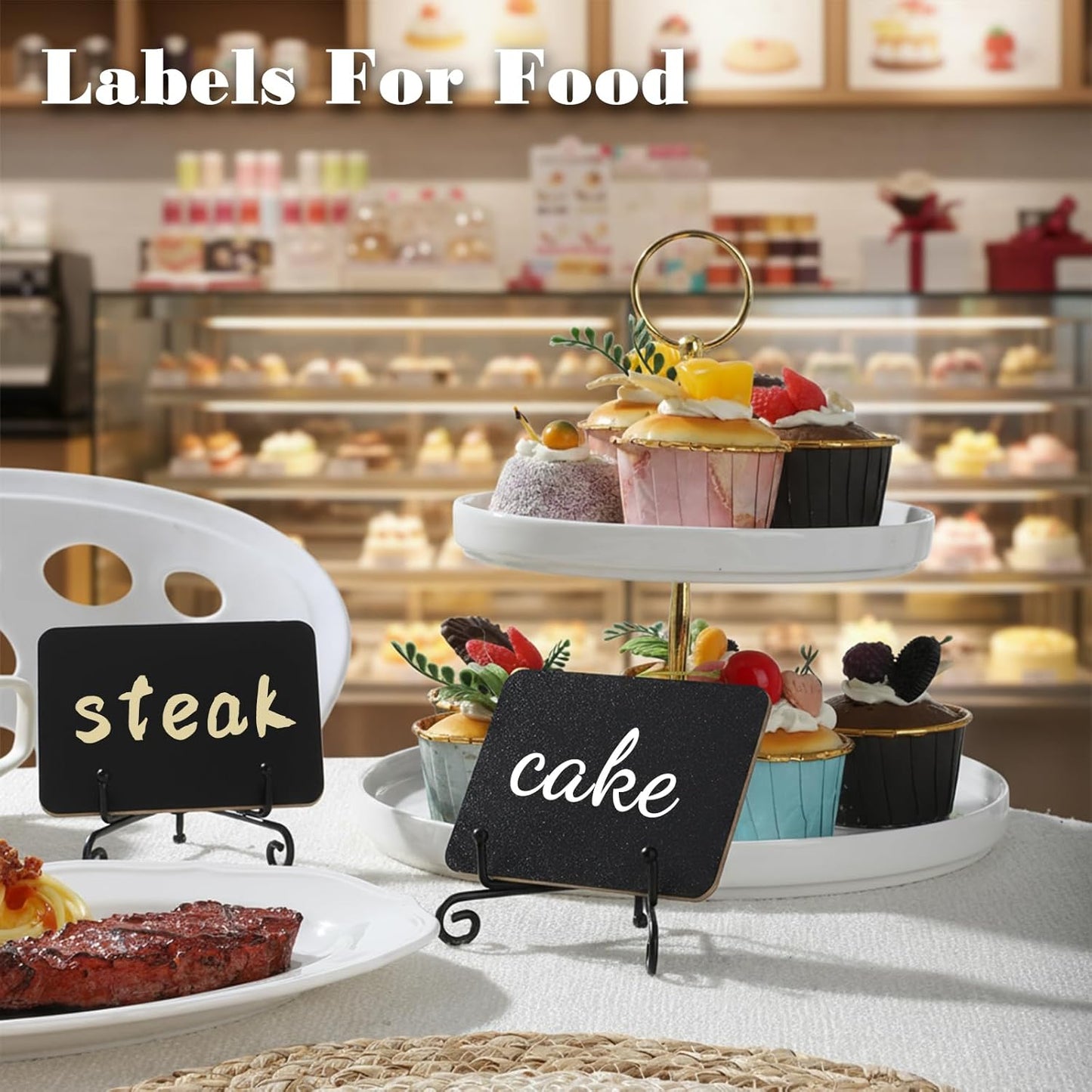 12 Pcs Mini Chalkboard Signs for Food Labels 4"x3"Small Chalkboards-Label with Metal Stand Buffet Food-Signs for Party Mini Chalkboard Signs with Stand for Party Bakery