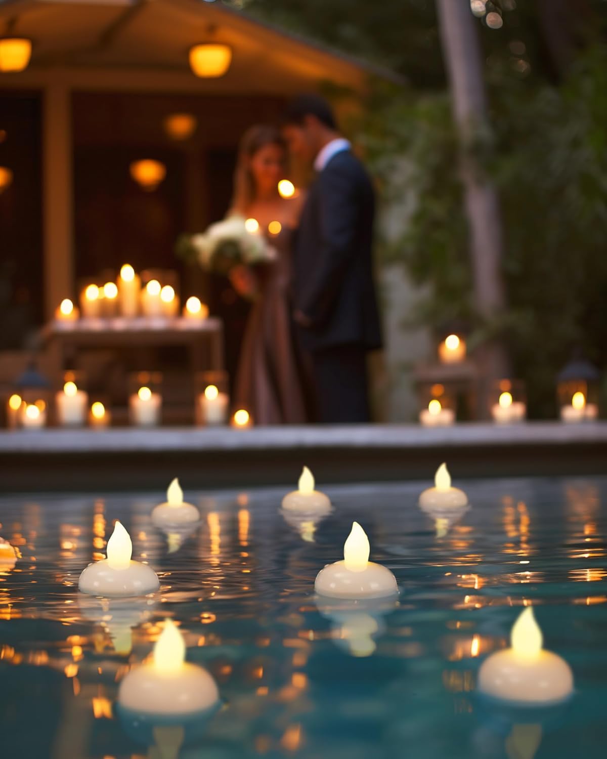 Homemory 72 Pack Waterproof Flameless Floating Tealights, Battery Flickering LED Tea Lights Candles - Wedding, Party, Centerpiece, Pool & SPA (Warm White)
