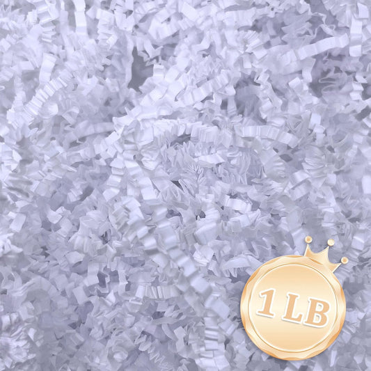 Zankubom 1 LB White Crinkle Cut Paper Shred Filler Great for Gift Wrapping, White Basket Fillers, Birthday, Gift Wrapping, Wedding, Anniversary, Halloween, Christmas Party Decor Filling Supplies