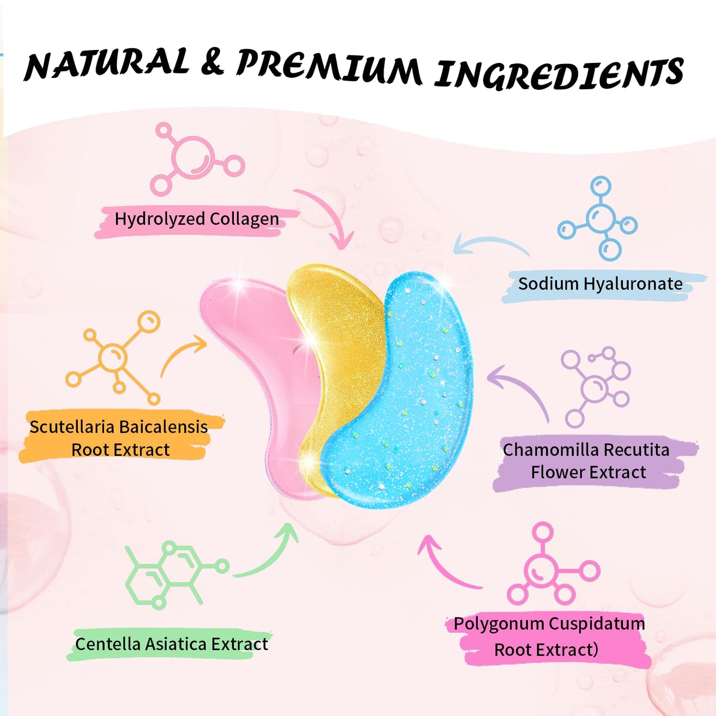 Eye Masks (8 Pairs) - 24K Gold, Caffeine and Retinol Under Eye Patches, Gel Pads for Wrinkles, Puffiness & Dark Circles, Bachelorette Party Favors, Self Care, Birthday Gifts for Women