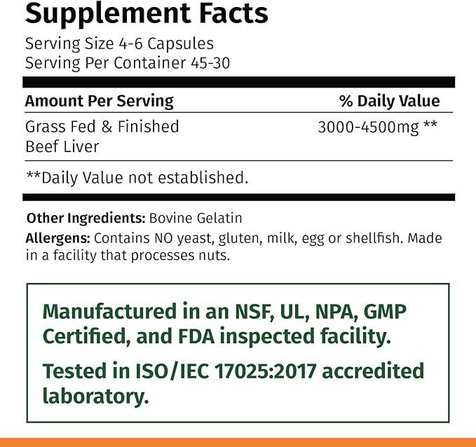 Ultra Human Big Farmer Grass-Fed & Finished Beef Liver Capsules – 180 Ct, Supports Energy, Detox, Digestion & Immunity, Non-GMO Desiccated Beef Organ Supplement for Liver Health & Full-Body Wellness